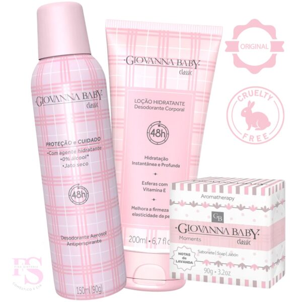 Kit Giovanna Baby Body Splash Classic Loção Hidratante Classic Sabonete Classic Desodorante Roll-On