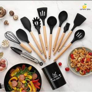 Utensílios de Cozinha em Silicone e Bambu