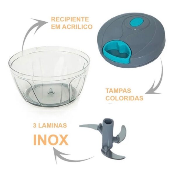 Multi Processador de Alimentos Manual Premium 3 Lâminas Inox