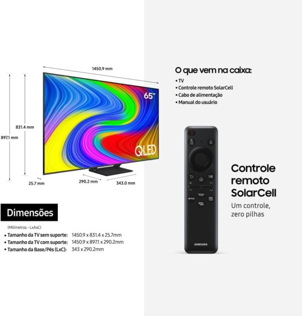 Samsung Smart TV 65" QLED 4K 65Q65D - Tecnologia de Pontos Quânticos, Design AirSlim - Image 4