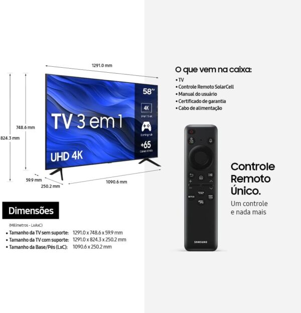 Samsung Smart TV 58" UHD 4K 58CU7700, Processador Crystal 4K, Gaming Hub, Visual Livre de Cabos, Tela sem limites, Alexa built in, Controle Único - Image 9